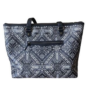 Eliot Luca Handbag Large Tote Black White Abstract Print